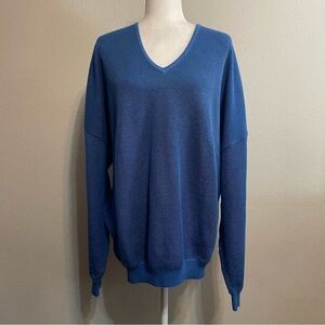 St Croix Knits V Neck Blue Long Sleeve Size XXXL Swater